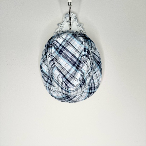 Plaid fedora hat blue and white - Picture 2 of 9
